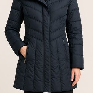 Cole Haan Down Puffer Coat with Knit Collar – Size M